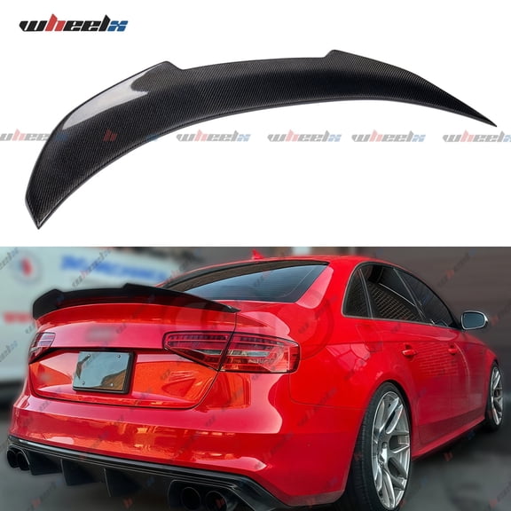 Real Carbon Fiber Rear Spoiler Compatible with 2013-2016 Audi A4 B8.5, PSM Style High Kick Duckbill Fits for 4-Door, Trunk Tail Deck Lid Wing Lip Man Gift