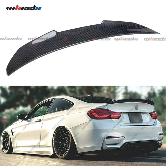Real Carbon Fiber Rear Spoiler Compatible with 2013-2020 BMW 4-Series F32 Coupe, PSM Style High Kick Duckbill Fits for 420i 428i 430i 435i 440i, Trunk Tail Deck Lid Wing Lip Man Gift