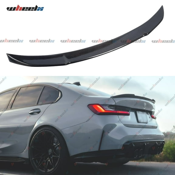 Real Carbon Fiber Rear Spoiler Compatible with 2019-2025 BMW G20 3 Series & G80 M3, CS Style Duckbill Fits for 320i 320e 330i 330e 340i M340i, Trunk Exterior High Kick Tail Deck Lid Wing Lip