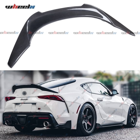 Real Carbon Fiber Rear Spoiler Compatible with 2019-2025 Toyota Supra GR A90 A91, JDM Duckbill Trunk Exterior High Kick Tail Deck Lid Splitter Wing Lip