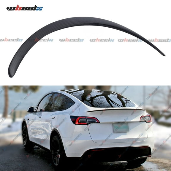 Real Carbon Fiber Rear Spoiler Compatible with 2020-2024 Tesla Model Y, P Style Duckbill Trunk Exterior High Kick Tail Deck Lid Splitter Wing Lip (Matte)