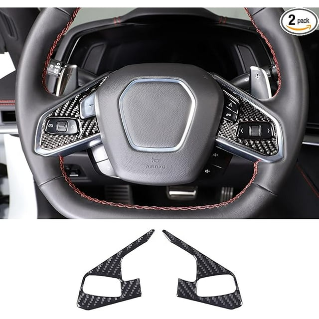 Real Carbon Fiber Steering Wheel Button Cover Sticker Compatible with ...