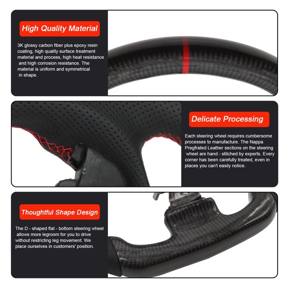 Real Carbon Fiber Steering Wheel Fits For Infiniti G37 EX35 EX37 2007-2015