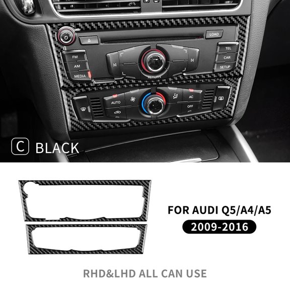 Real Carbon Fiber Sticker For Audi A4 A5 Q5 2009 2010 2011 2012 2013 2014 2015 2016 Console CD Panel Interior Trim Accessories.