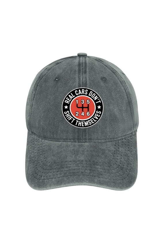 Real Cars Don’t Shift Themselves Gray Baseball Cap for Men Women, Adjustable Snapback Hats Cotton Hat
