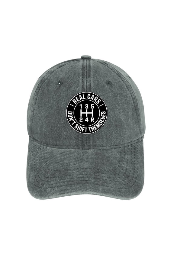 Real Cars Don’t Shift Themselves Gray Baseball Cap for Men Women, Adjustable Snapback Hats Cotton Hat