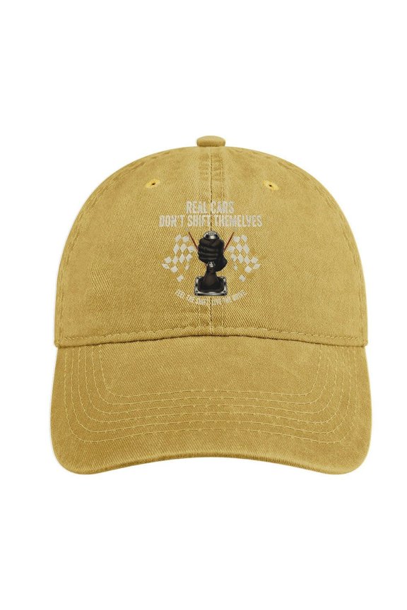 Real Cars Don’t Shift Themselves Sand Colour Baseball Cap for Men Women, Adjustable Snapback Hats Cotton Hat