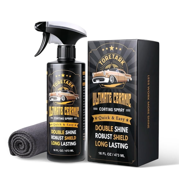 Real Ceramic Coating for Cars Polish (16 oz.), Unmatched Shine Nano Car Wax Coating Spray, Survives 50+ Washes, No Pungent Smell, Quick Detailer Spray Wax, Shiny Car Stuff with Microfiber Towel