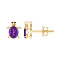 thumbnail image 1 of Rosec Jewels Real Certified Amethyst Turtle Stud Earrings for Women (AAA Quality), 14K Yellow Gold, 1 of 7