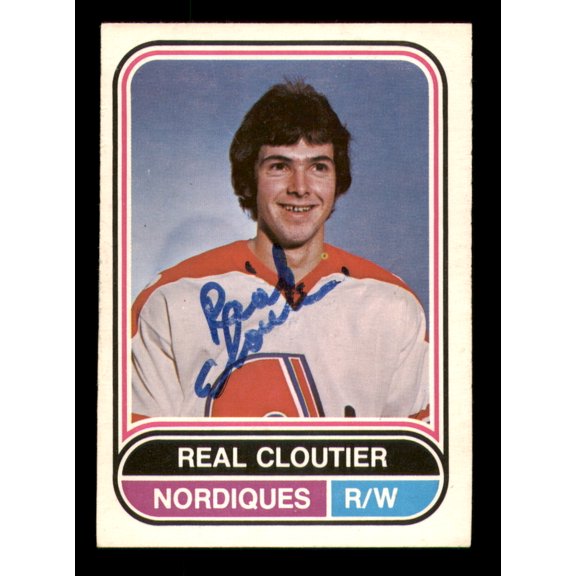 Real Cloutier Autographed 1975-76 O-Pee-Chee WHA Card #16 Quebec Nordiques SKU #251762