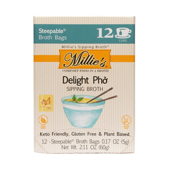 Millie's Sipping Steepable Broth Bags, Delight Pho, 12pk