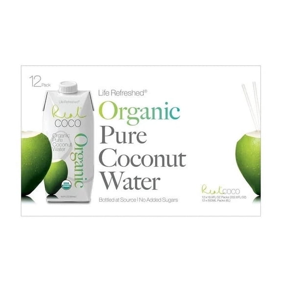 Real Coco Organic Pure Coconut Water, 16.9 Fluid Ounce (Pack of 12)