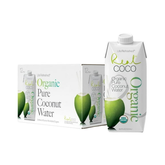 Real Coco Organic Pure Coconut Water, 16.9 Fluid Ounce (Pack of 12)