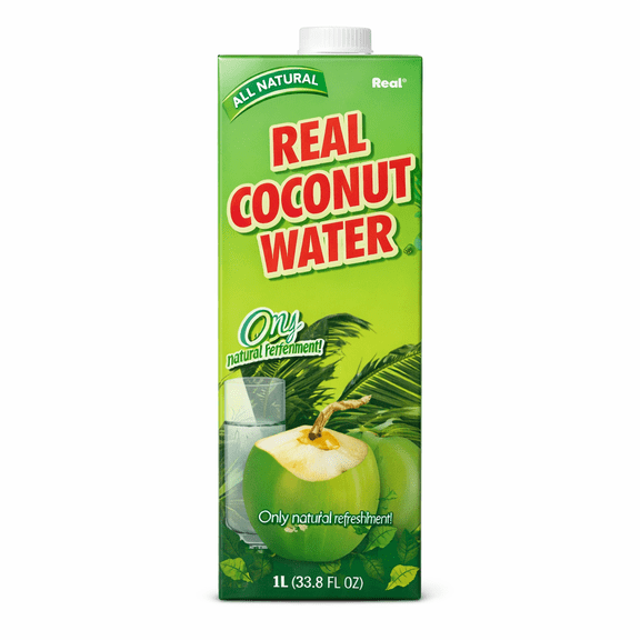 Real Coconut Water 1 Liter Natural Coconut Hydration Drink (33.8 fl oz)