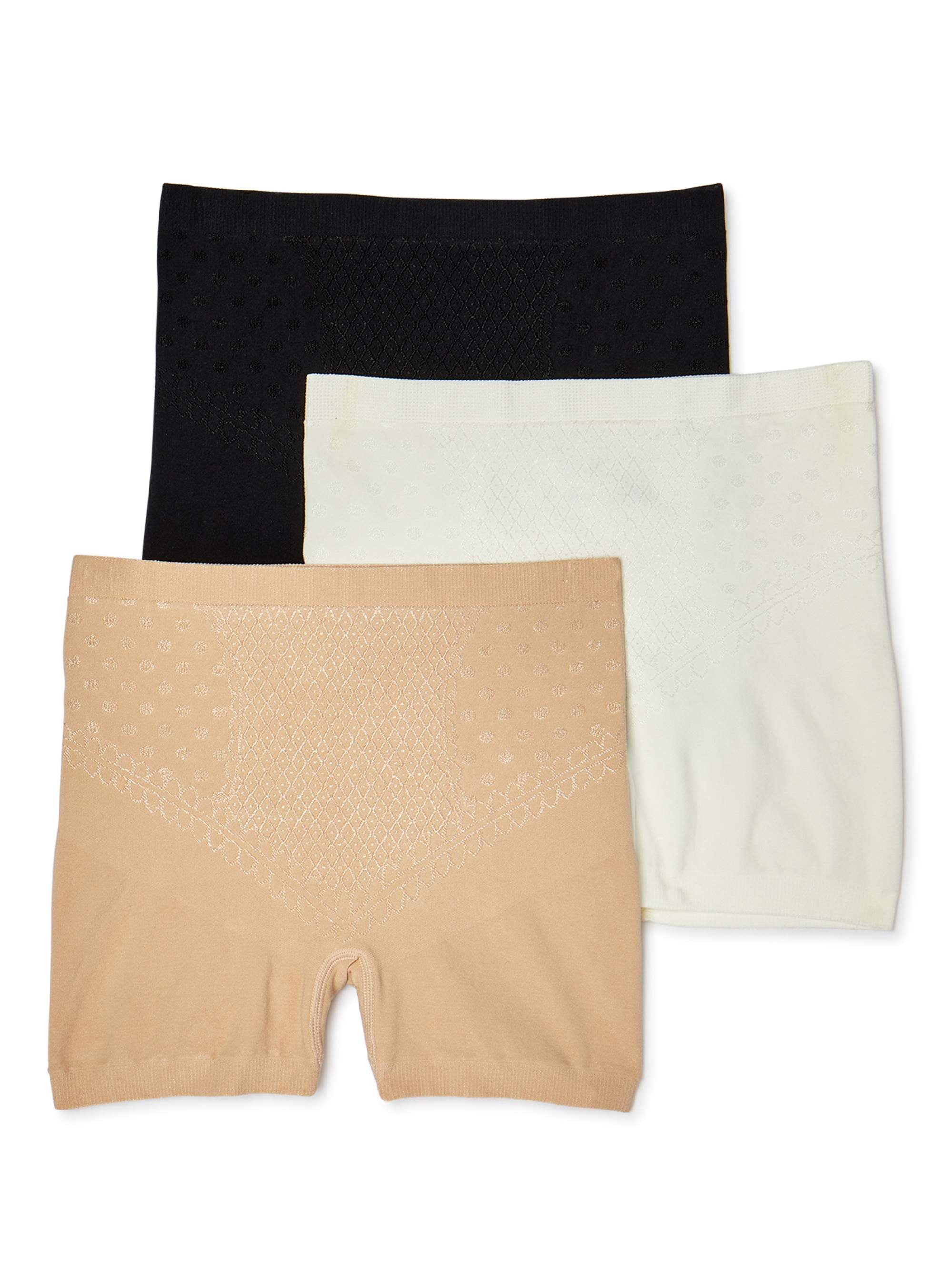 Lovito Casual Plain Boyshorts Seamless Safety Pants for Women L48L092  (Apricot/Grey/Black)