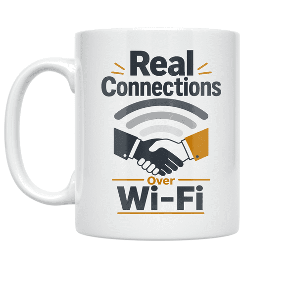 Real Connections Over Wi-Fi - Networking Skills Enthusiast - 11 oz Ceramic Coffee Mug