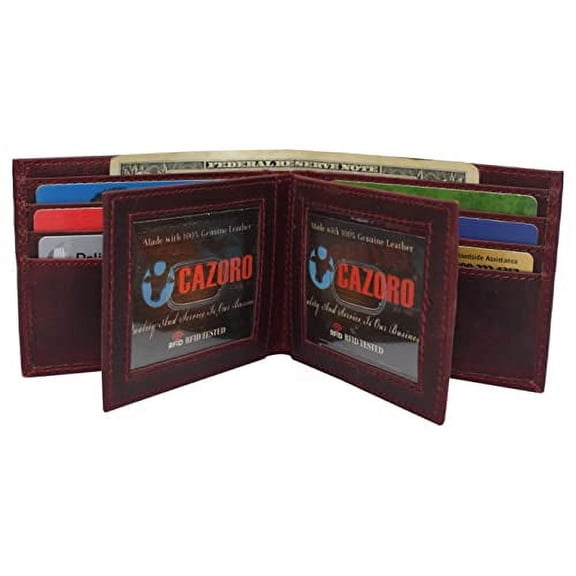 Real Cowhide Leather Mens Wallet RFID Blocking Multi Card Holder Wallets for Men Bifold Wallet