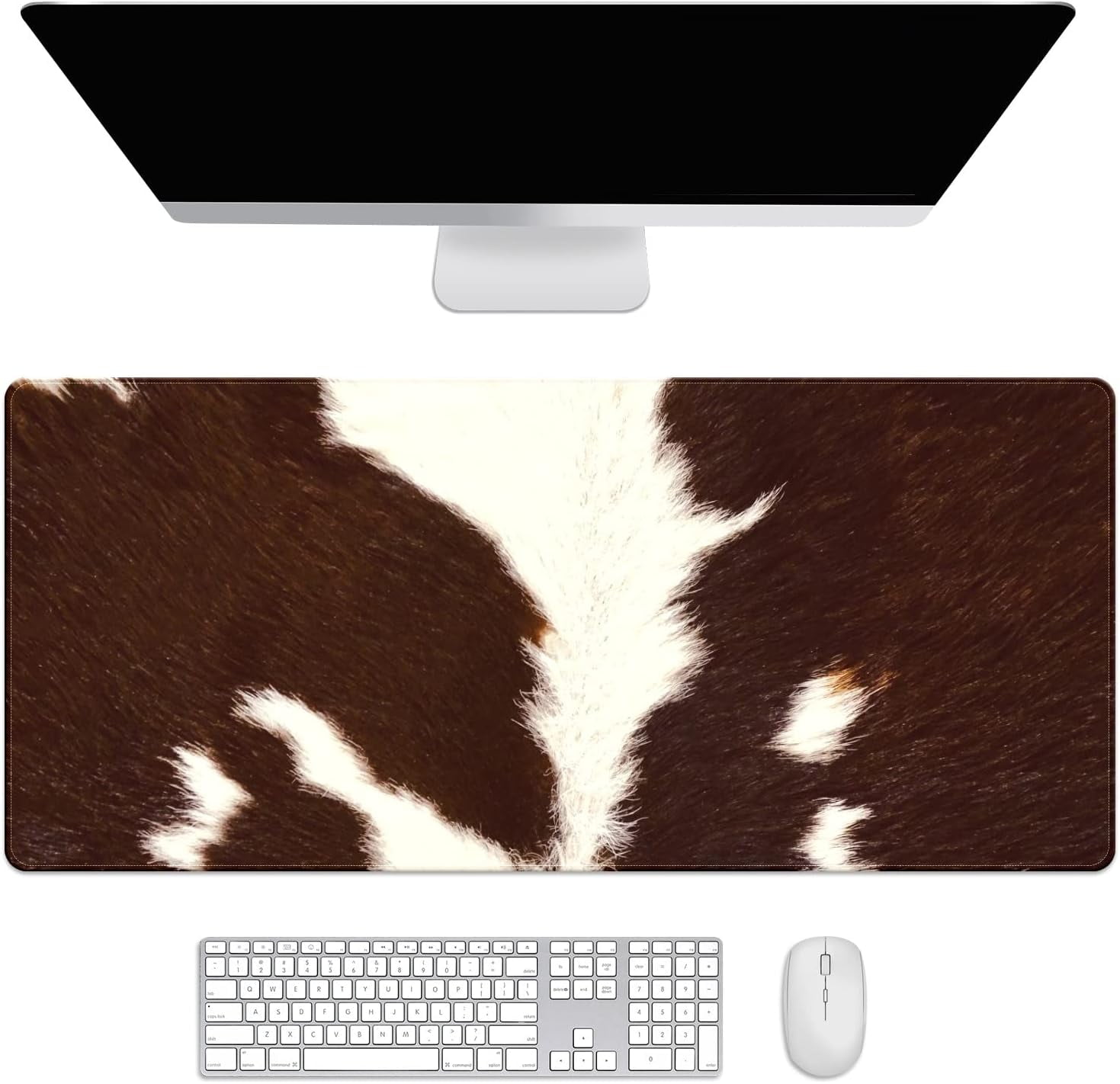 Real Cowhide Western Desk Mat, Desk Accessory, Cute Workspace, Trendy Workspace, Trendy, 35.4x15.7in Large Gaming Mouse Pad, Cute Desk Topper, Pretty Desk Pad
