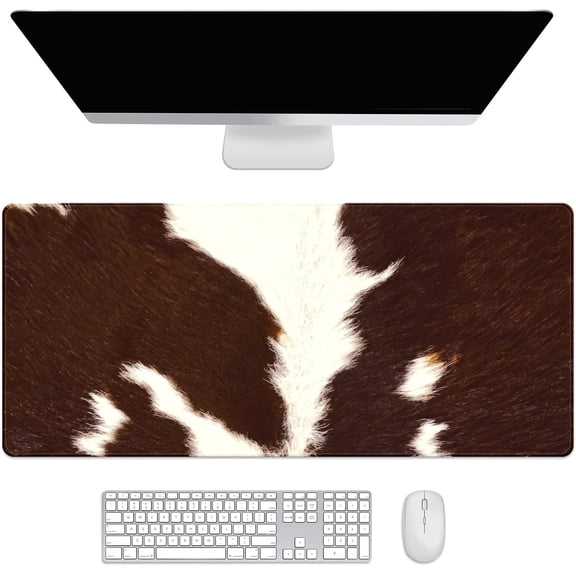 Real Cowhide Western Desk Mat, Desk Accessory, Cute Workspace, Trendy Workspace, Trendy, 35.4x15.7in Large Gaming Mouse Pad, Cute Desk Topper, Pretty Desk Pad