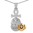 thumbnail image 1 of Real Diamond 0.60 Ct. Egyptian King Tut Pharaoh Ankh Cross Charm Pendant White Gold Finish +Chain, 1 of 4