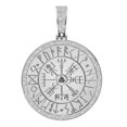 thumbnail image 1 of Real Diamond 0.60 Cwt. Viking Compass Vegvisir Norse Valknut Pendent Charm 2.25' Over White Gold, 1 of 5