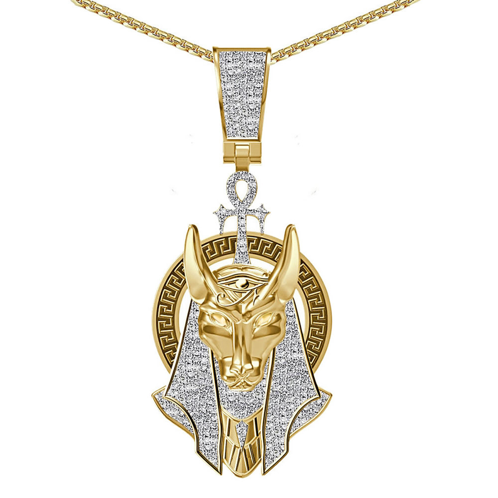 Egyptian King Tut Jewelry Set – Anubis, Ankh, Scarab, Horus Bird Cuban Chain