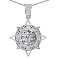 thumbnail image 1 of Real Diamond 0.90 Cwt. Aztec Sun God Mayan Calendar Oro Azteca Pendant Charm 2'', 1 of 4