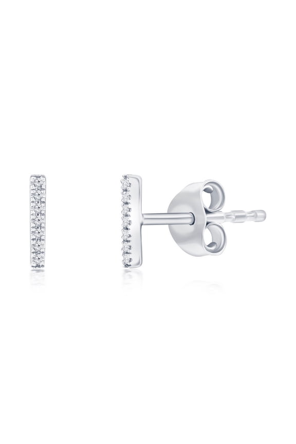 Real Diamond Earrings for Women - Vertical Bar Diamond Earrings for Women - Diamond Stud Earrings - Diamond Earrings for Women - Diamond Earrings (14 Stones)