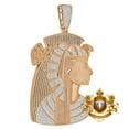 thumbnail image 1 of Real Diamond Egyptian Pharaoh Queen Nefertiti Pendant 10K Rose Gold Over Charm 2.65'', 1 of 5