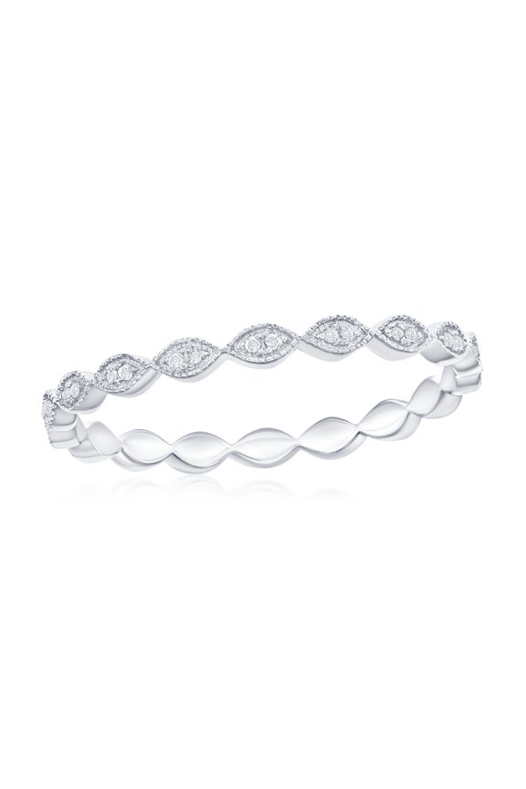 Real Diamond Rings for Women in Sterling Silver - Marquise Eternity Diamond Ring - Fine Diamond Rings - Jewelry Gifts for Women - 36 Stones