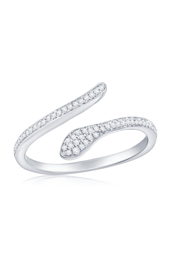 Real Diamond Rings for Women in Sterling Silver - Snake Style Diamond Ring - Fine Diamond Rings - Jewelry Gifts for Women - 62 Stones