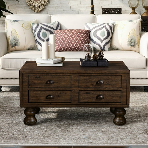 Real Easy Assembly - Vintage Aesthetic - Café, Office Setting / Enjoy Quick Setup & Elegant Coffee Table