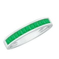 thumbnail image 1 of Rosec Jewels Natural Emerald Half Eternity Ring for Women - Princess Cut Emerald Ring - AAA Quality - Ready to Gift, 925 Sterling Silver, US 4.50, 1 of 8