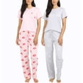 thumbnail image 1 of Real Essentials 2 Pack: Women's Pajama Set - Choose from Short Sleeve with Pocket or Long Sleeve without Pocket, 1 of 7