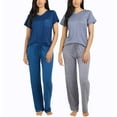 thumbnail image 1 of Real Essentials 2 Pack: Women's Pajama Set - Choose from Short Sleeve with Pocket or Long Sleeve without Pocket, 1 of 7