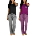 thumbnail image 1 of Real Essentials 2 Pack: Women's Comfy Pajama Sets - Short Sleeve Ladies Loungewear Sleepwear PJs (Available In Plus), 1 of 8