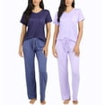 thumbnail image 1 of Real Essentials 2 Pack: Women's Pajama Set - Choose from Short Sleeve with Pocket or Long Sleeve without Pocket, 1 of 7