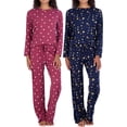 thumbnail image 1 of Real Essentials 2 Pack: Women’s Pajama Set Super-Soft Short & Long Sleeve Top With Pants (Available In Plus Size), 1 of 5