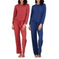 thumbnail image 1 of Real Essentials 2 Pack: Women’s Pajama Set Super-Soft Short & Long Sleeve Top With Pants (Available In Plus Size), 1 of 5