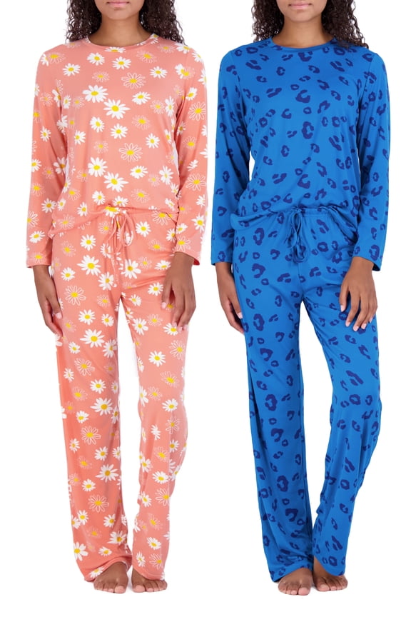 2 Pack: Women’s Pajama Set Super-Soft Short & Long Sleeve Top With Pants (Available In Plus Size)