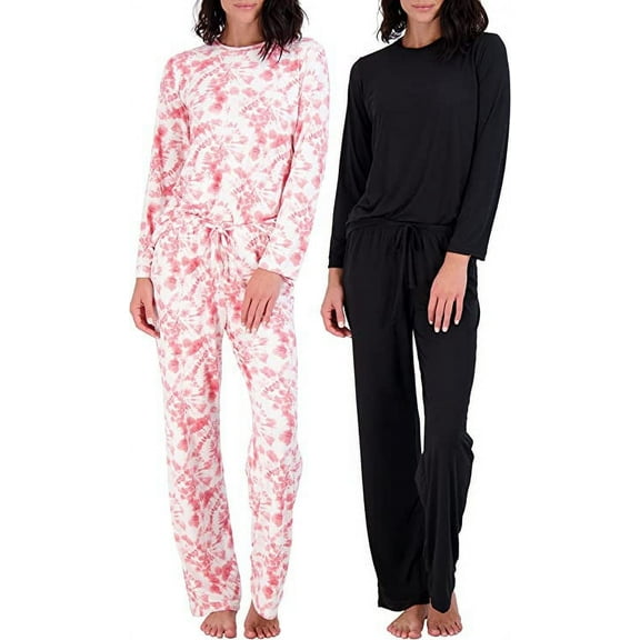 Real Essentials 2 Pack: Women’s Pajama Set Super-Soft Short & Long Sleeve Top With Pants (Available In Plus Size
