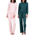 thumbnail image 1 of Real Essentials 2 Pack: Women’s Pajama Set Super-Soft Short & Long Sleeve Top With Pants (Available In Plus Size), 1 of 5