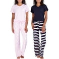 thumbnail image 1 of Real Essentials 2 Pack: Women’s Pajama Set Super-Soft Short & Long Sleeve Top With Pants (Available In Plus Size), 1 of 5