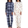 thumbnail image 1 of Real Essentials 2 Pack: Women’s Pajama Set Super-Soft Short & Long Sleeve Top With Pants (Available In Plus Size), 1 of 5