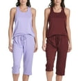 thumbnail image 1 of Real Essentials 2 Pack: Women’s Pajama Set Tank Top and Capri Pants Super-Soft Loungewear (Avalable In Plus Size), 1 of 6