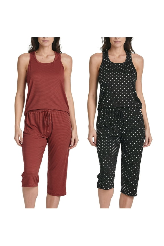 2 Pack: Women’s Pajama Set Tank Top and Capri Pants Super-Soft Loungewear (Avalable In Plus Size)