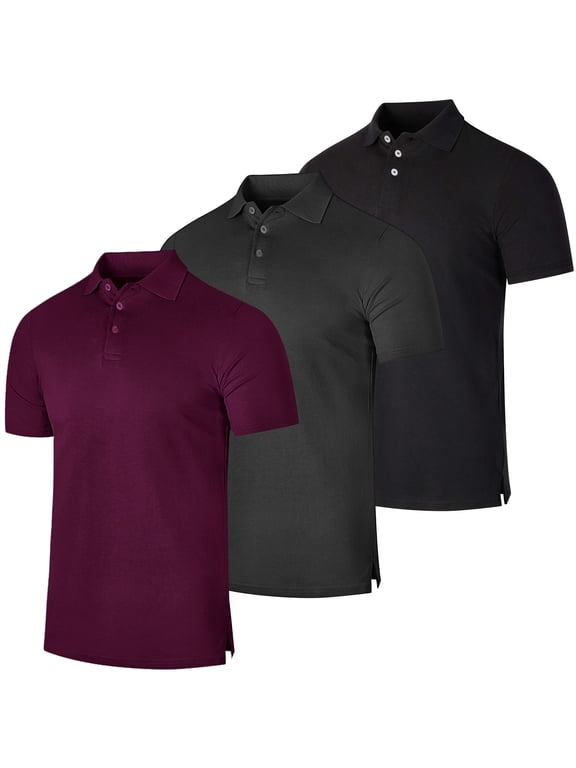 3 & 4 Pack: Men's Cotton Pique Short Sleeve Polo Shirt - Performance Polo (Available In Big & Tall)