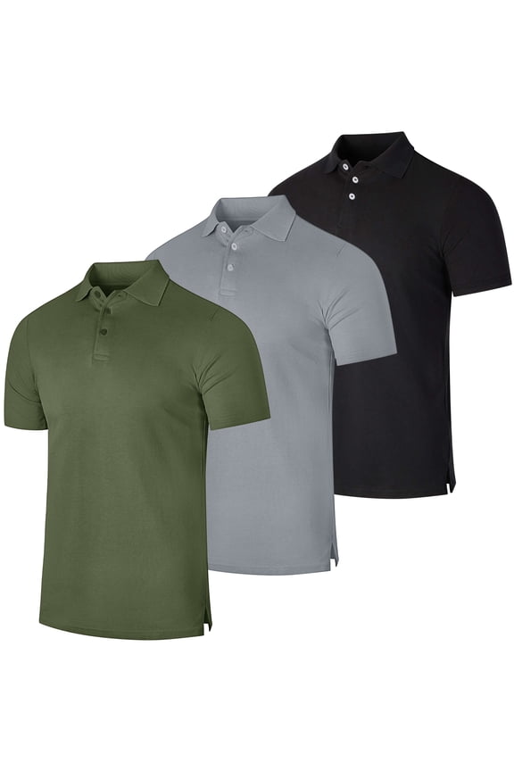 3 & 4 Pack: Men's Cotton Pique Short Sleeve Polo Shirt - Performance Polo (Available In Big & Tall)