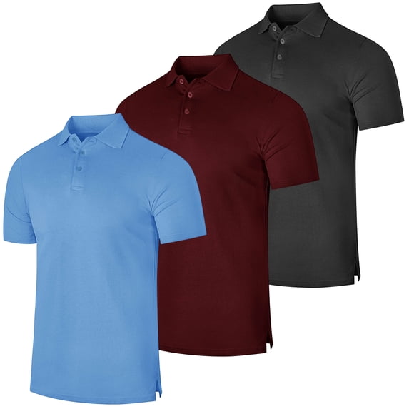 Real Essentials 3 & 4 Pack: Men's Cotton Pique Short Sleeve Polo Shirt - Performance Polo (Available In Big & Tall)