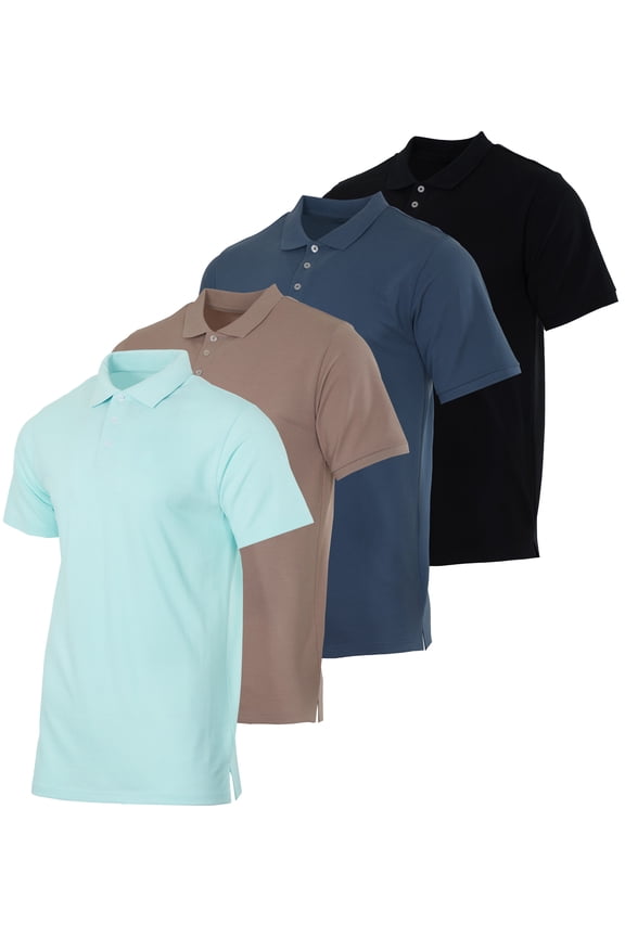 3 & 4 Pack: Men's Cotton Pique Short Sleeve Polo Shirt - Performance Polo (Available In Big & Tall)